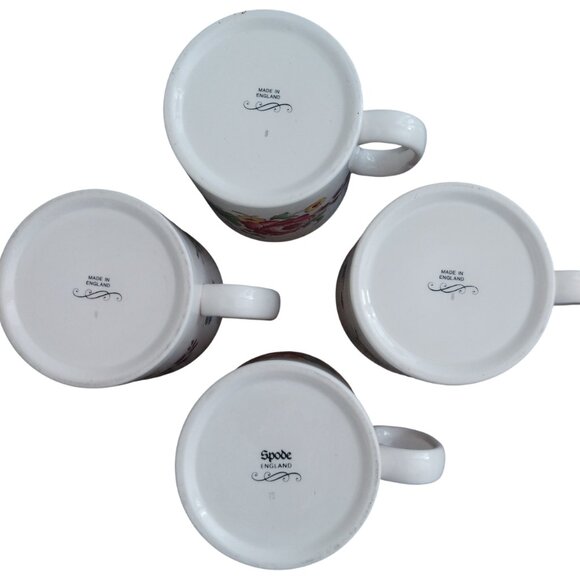 Spode Marlborough Sprays Mug Bundle Set of 4 Like New Cream with Floral Design - Picture 3 of 14